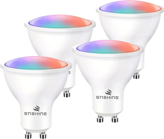 Enshine GU10 Smart Bulb, Bluetooth Mesh GU10 LED Bulbs, Work with Alexa and Google Home [4 Pack]