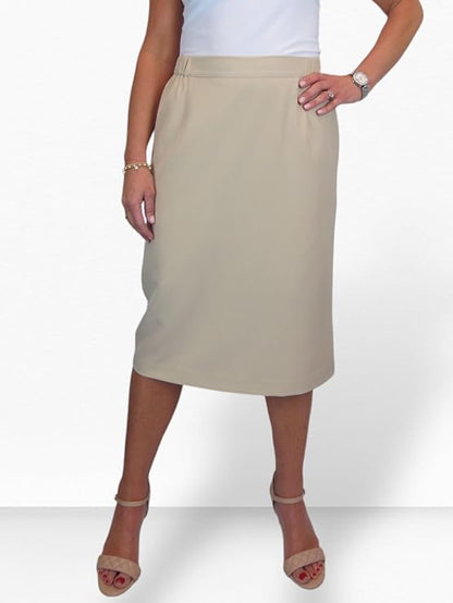 Beige Lined Pencil Skirt for Women (Size 16)