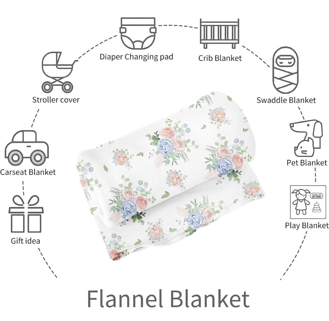 Floral Throw Blanket Baby, Girls, Soft, Living Room, Bedroom 50" X 60"