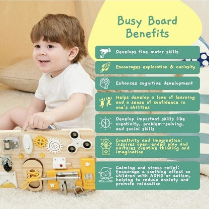 Jumble Dream Wooden Sensory Busy Board Toy – Montessori Toys Activity Board...