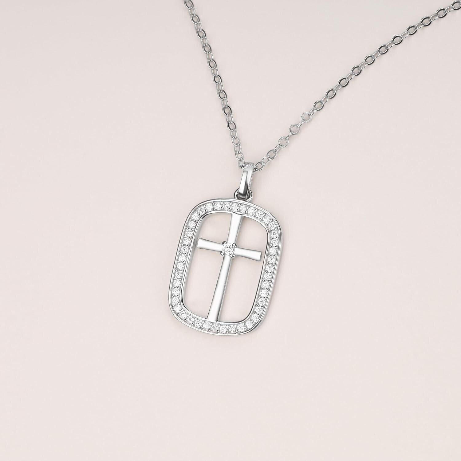 Gavu Cross Necklace For Women 925 Sterling Silver Small Diamond Cross Necklace