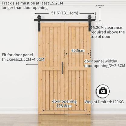 SANKEYTEW 213x122CM Folding Sliding Door with 52"/132CM Bifold Barn Door