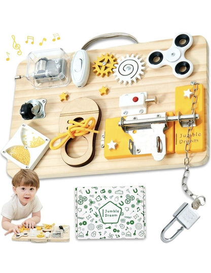 Jumble Dream Wooden Sensory Busy Board Toy – Montessori Toys Activity Board...