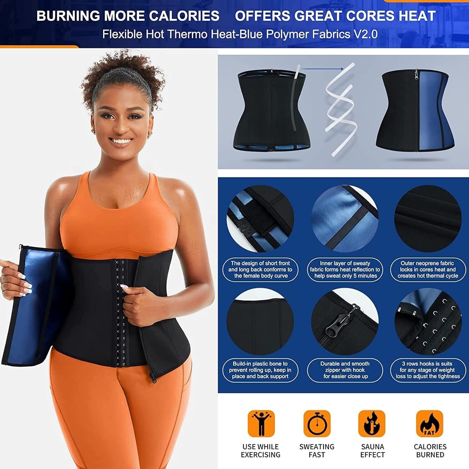 Chumian Women Waist Trainer Trimmer Belt 2XL