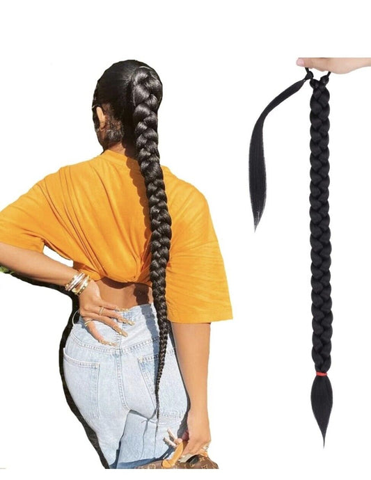 Leeven Hair Extension Straight Wrap Around 34 Inch Ponytail Synthetic Diy Braid