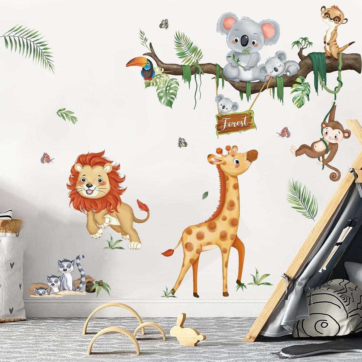 wondever Jungle Animals Wall Stickers Safari Animal