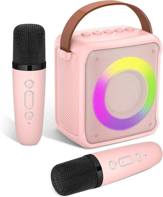 Kids Mini Karaoke Machine, Portable Karaoke Speaker With 2 Wireless Microphones