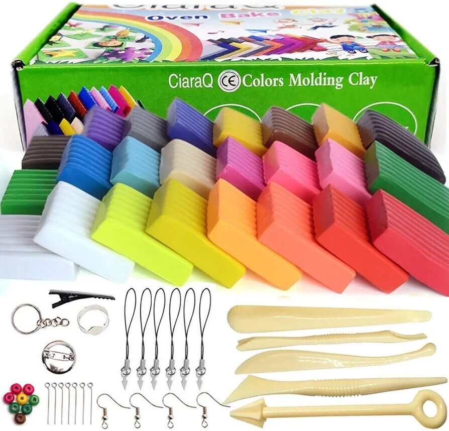 CiaraQ 24 Colors Oven Baking Polymer Clay Safe and Nontoxic DIY Modeling Set