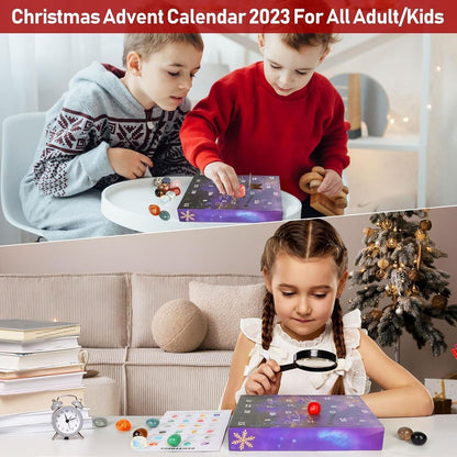 RAMXCION Crystal Advent Calendar 2024 for Kids,24 Days Natural Crystals Minerals