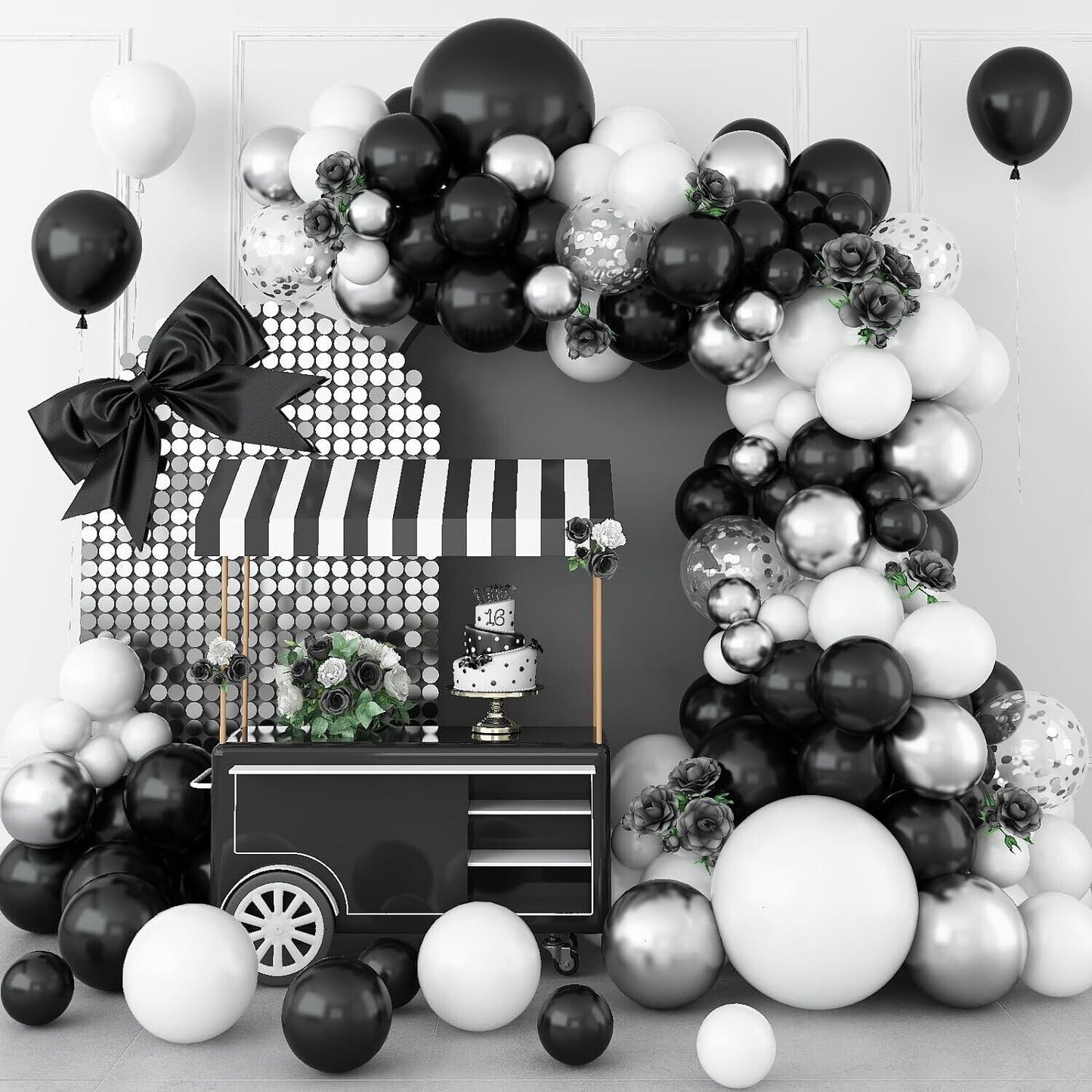 Paready Black And White Balloon Arch (102 Pcs)