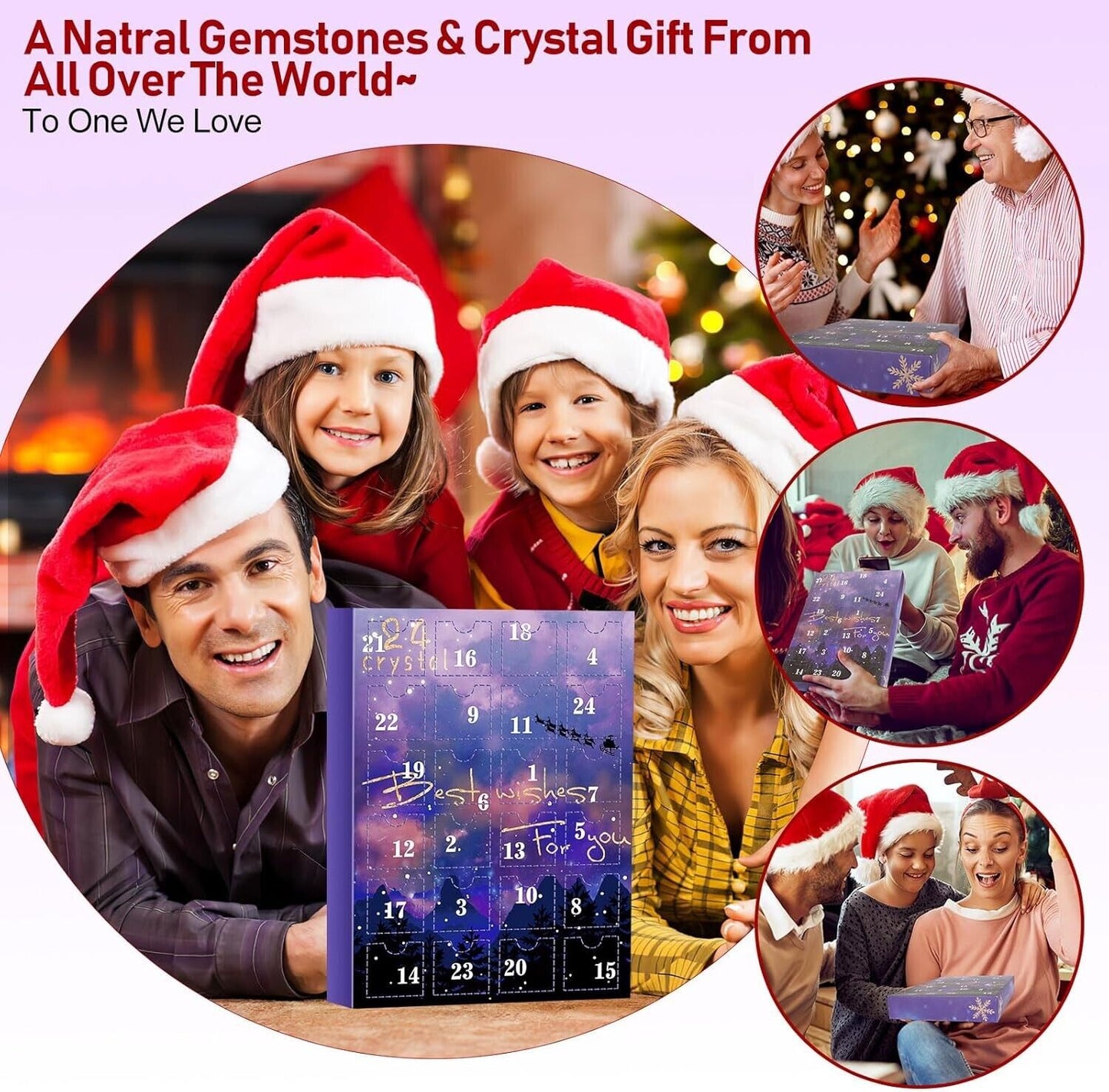 RAMXCION Crystal Advent Calendar 2024 for Kids,24 Days Natural Crystals Minerals