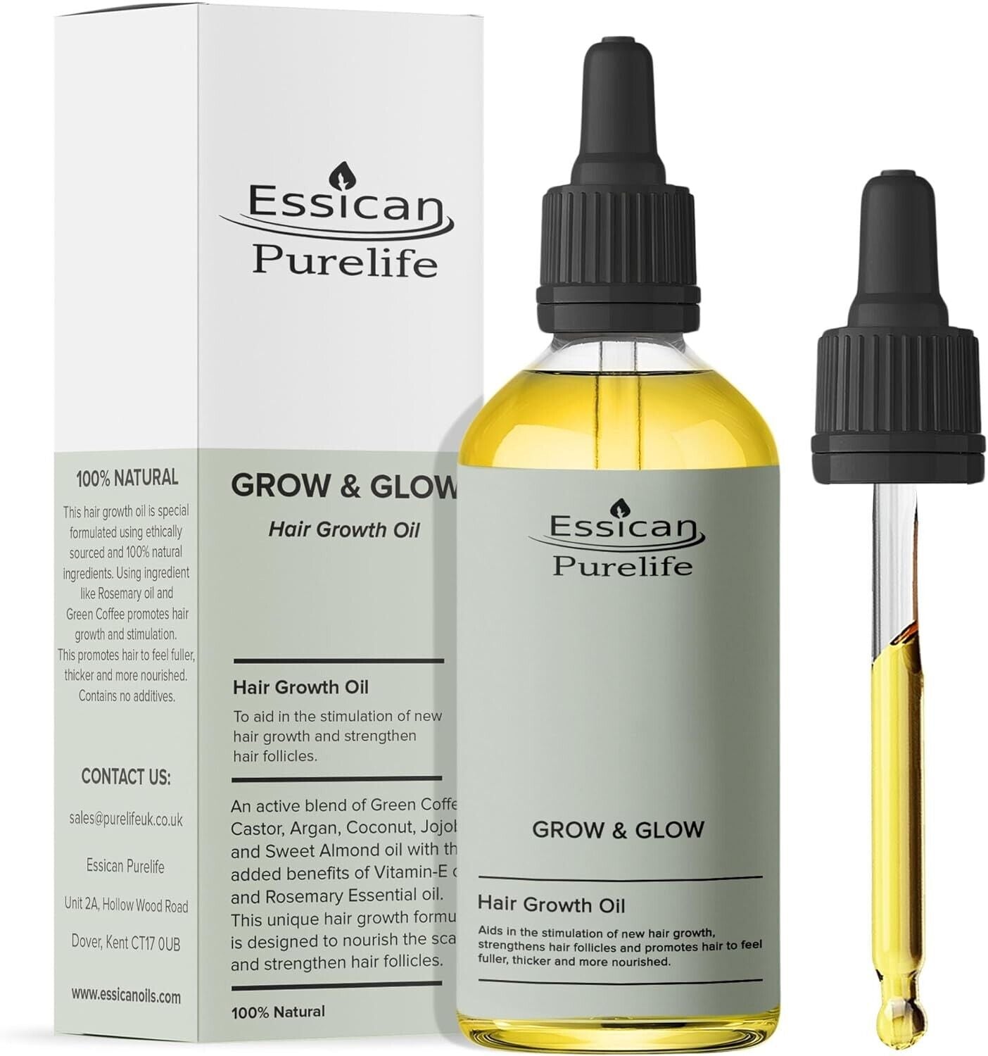 Essican Purelife Hair Growth Oil Twin Pack 100% Natural 100ml Hair Growth 2pcs