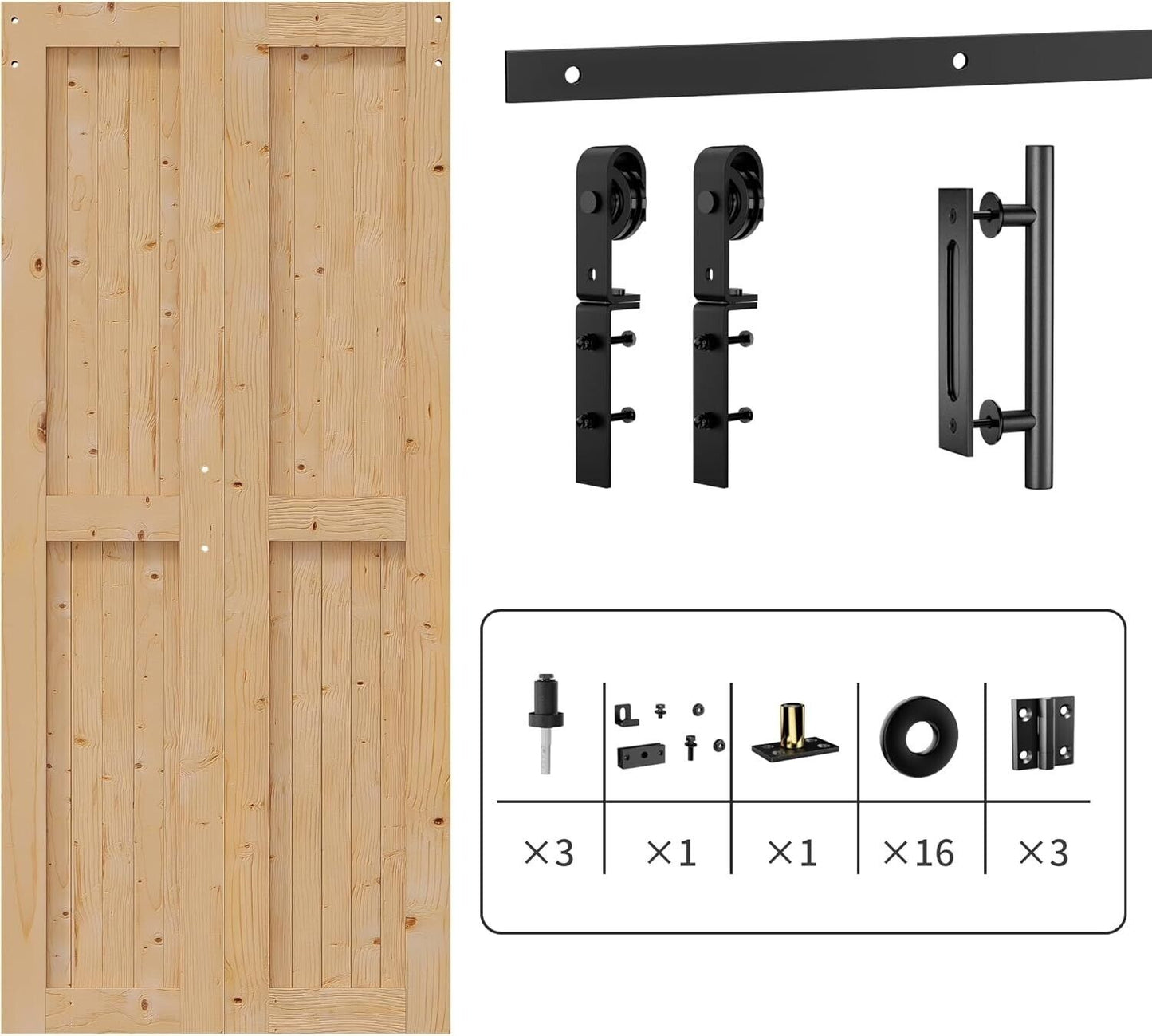 SANKEYTEW 213x122CM Folding Sliding Door with 52"/132CM Bifold Barn Door