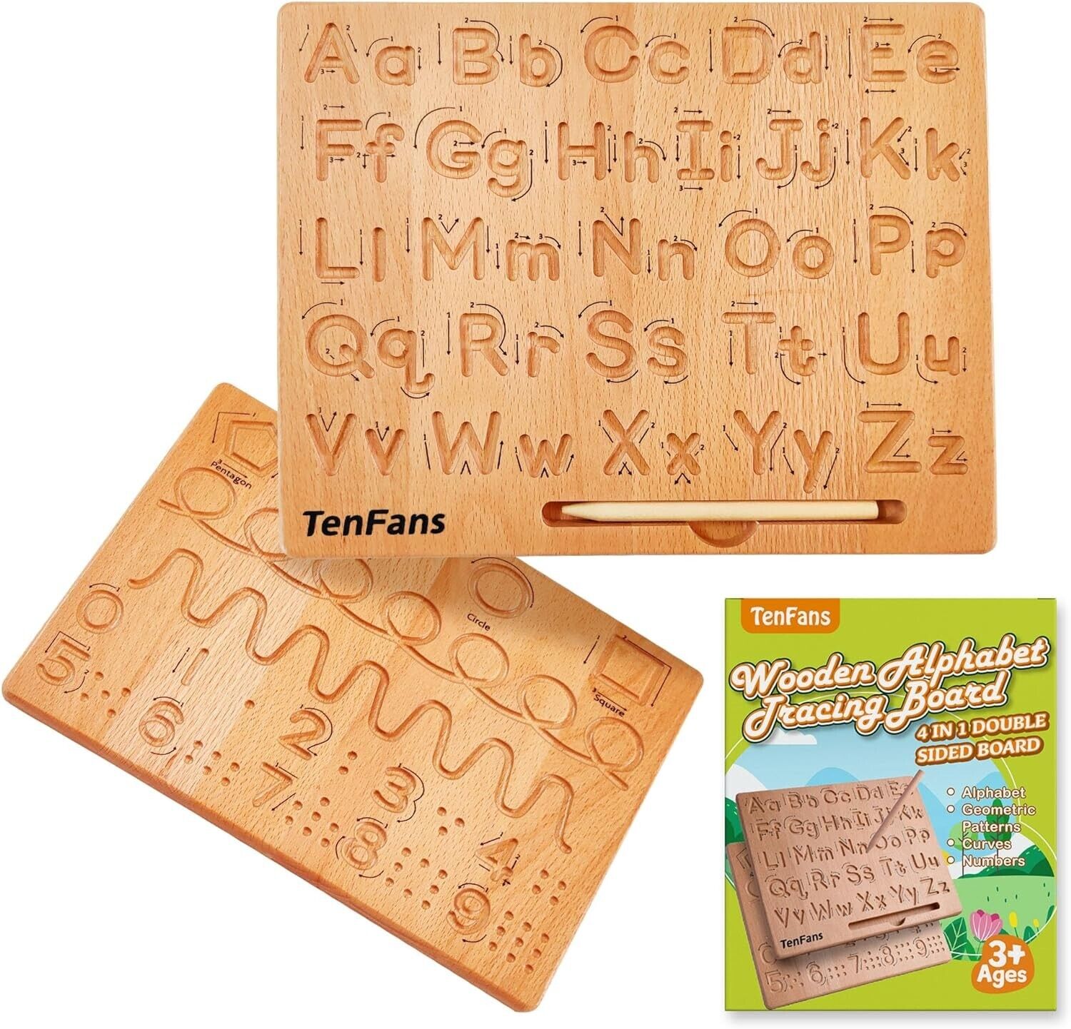 Tenfans Wooden Alphabet Tracing Board