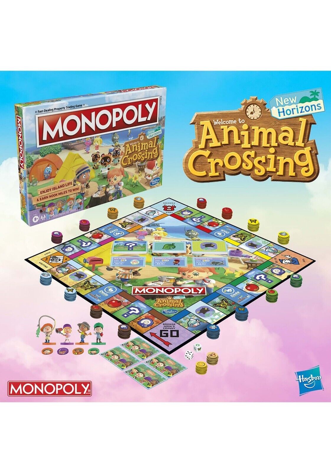 Hasbro Monopoly Animal Crossing Horizons Edition Game Board - F1661