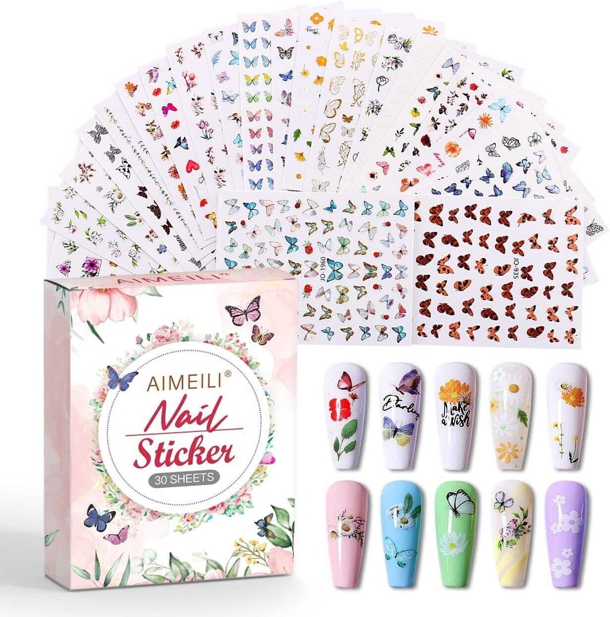 Nail Art Stickers 30 Sheets Self Adhesive Decal