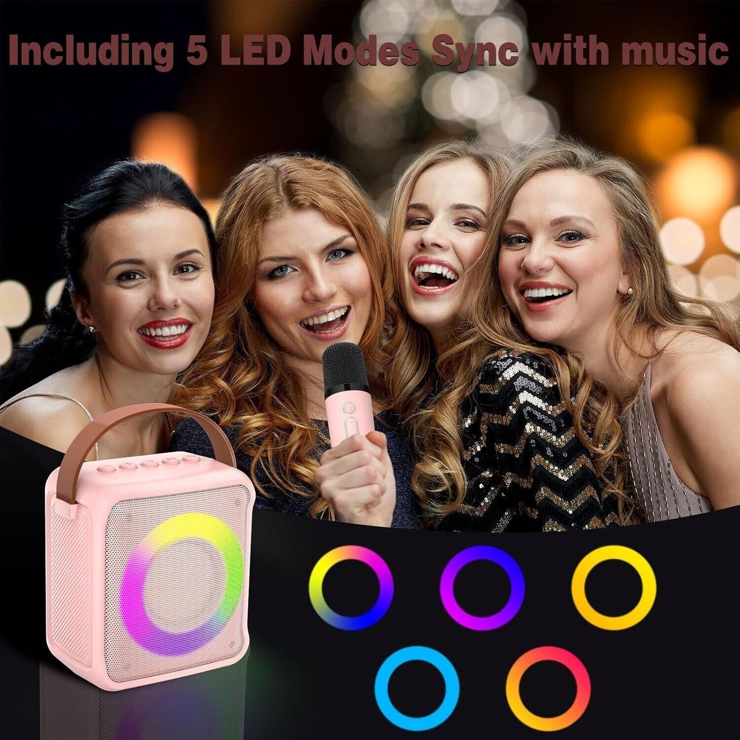 Kids Mini Karaoke Machine, Portable Karaoke Speaker With 2 Wireless Microphones