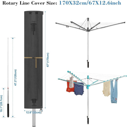 VANSHEIM Rotary Washing Line Cover with Zip,Rotary Dryer Cover