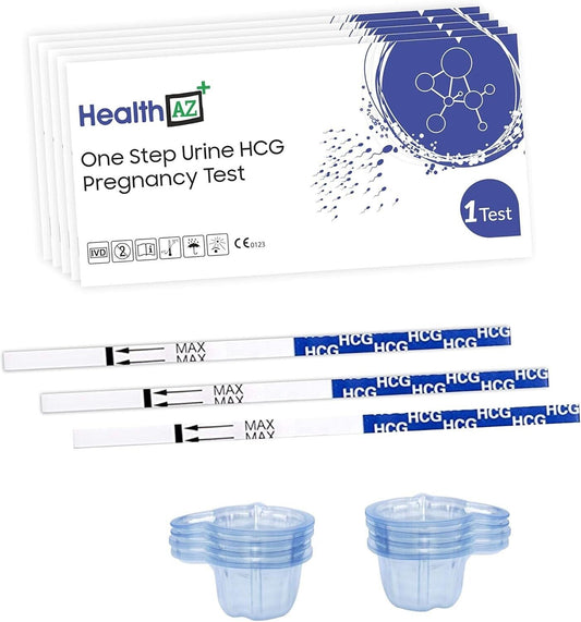 HealthAZ 10x Pregnancy Test Strips (HCG10) with 10pcs Urine Cups, Reliable...