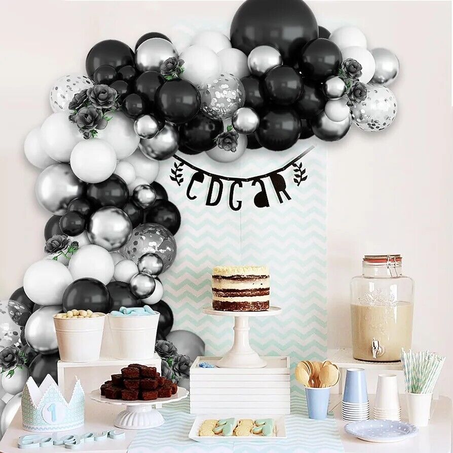 Paready Black And White Balloon Arch (102 Pcs)