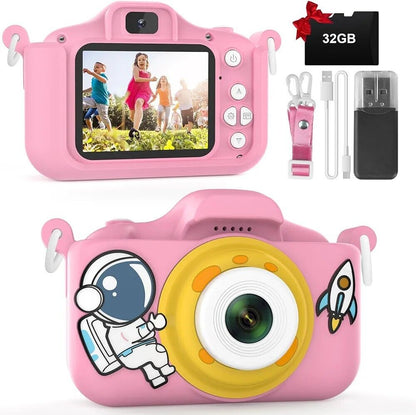 Kids Digital Camera 1080p with Free 32gb SD Card Mini Camera Video Recorder Pink