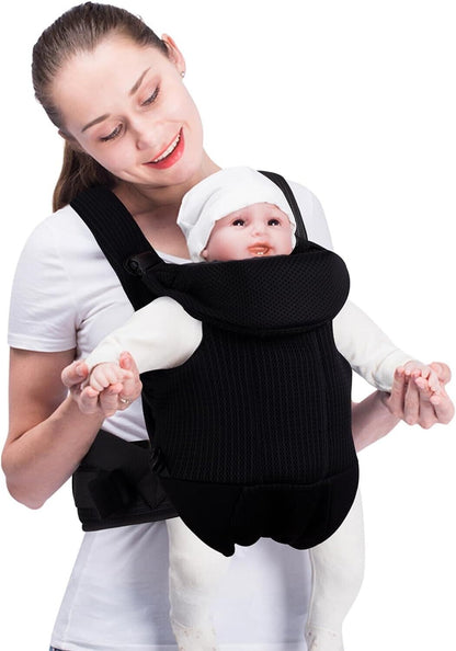 Bebamour Baby Carrier Front and Back Baby Carrier with 2 Shoulder Bibs, Black