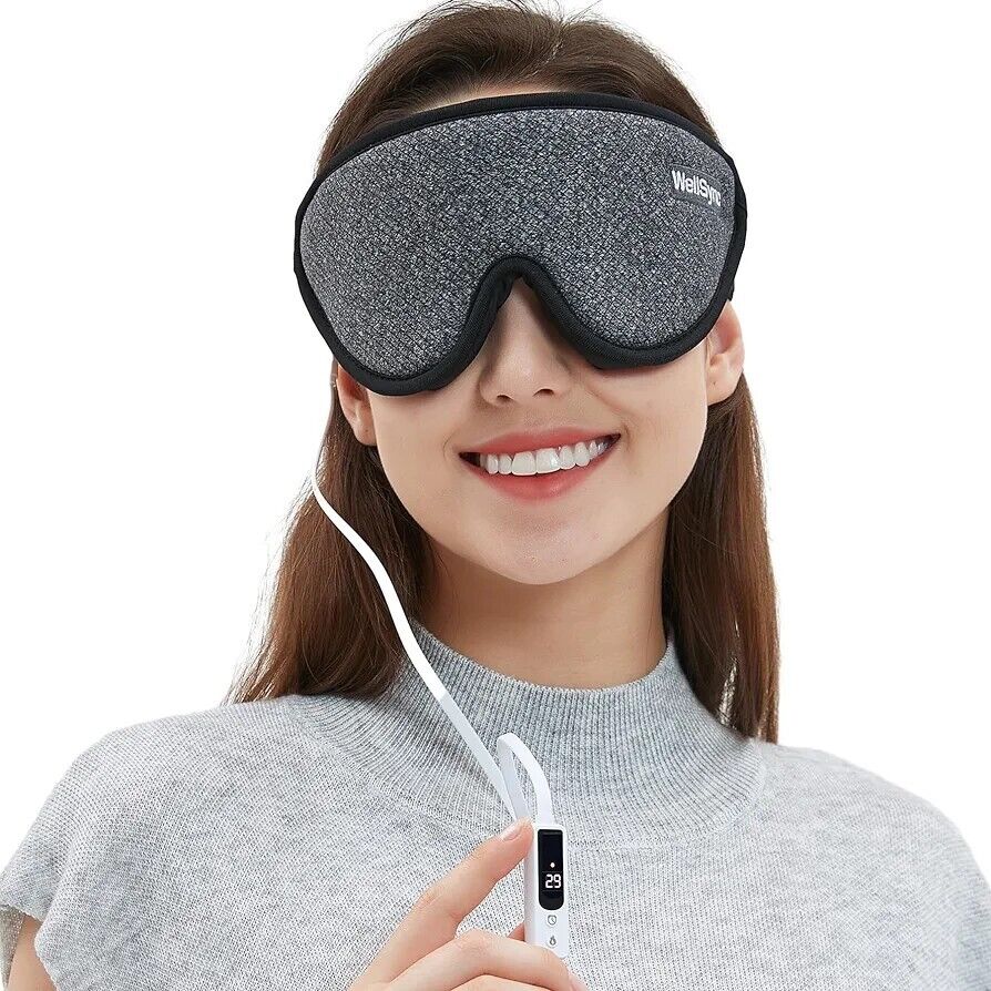 Wellsync Heated Eye Mask For Eyes (Grey)