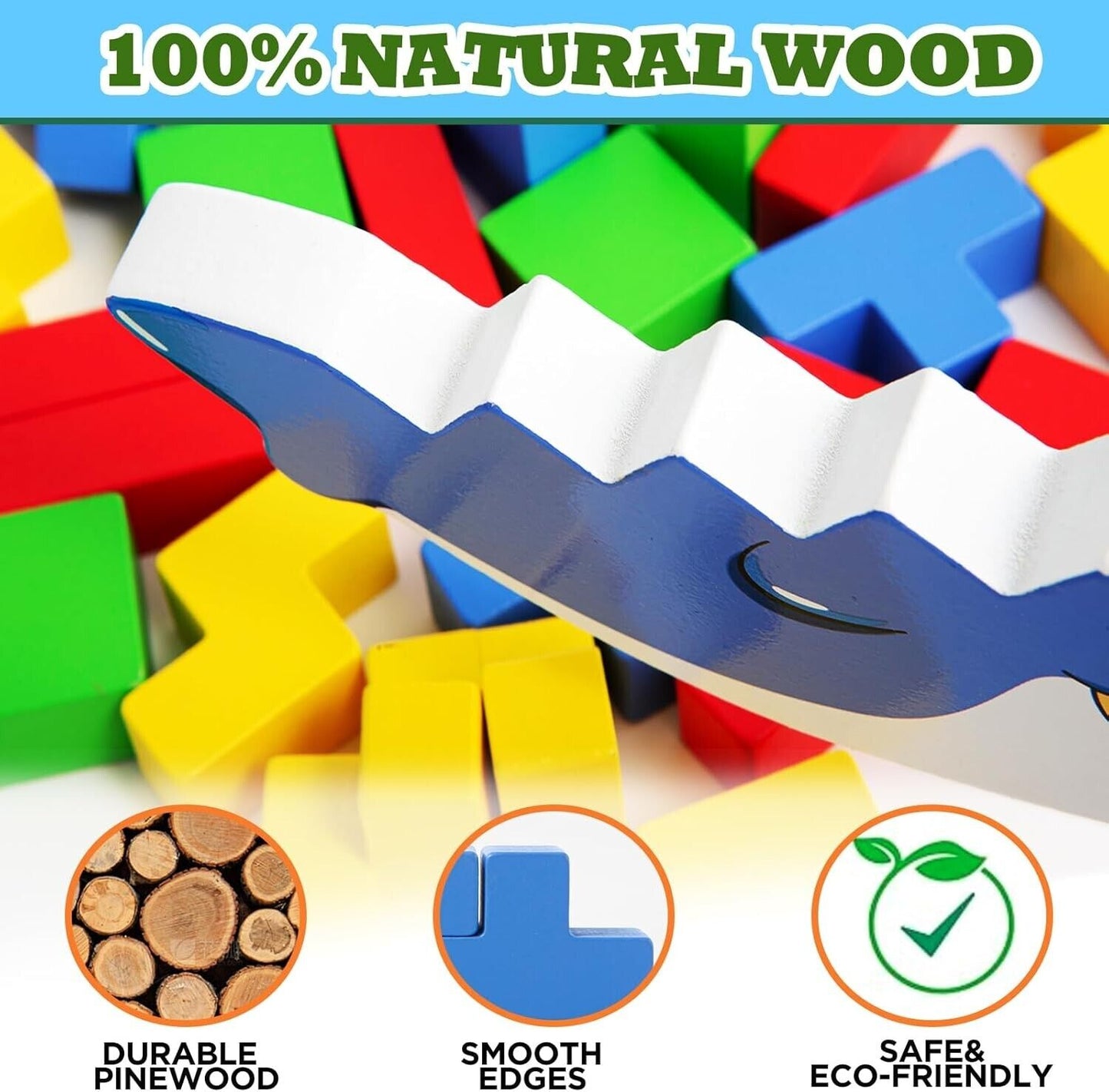 Wooden Tetra Tower Game,32 PCS Wooden Stacking Toys