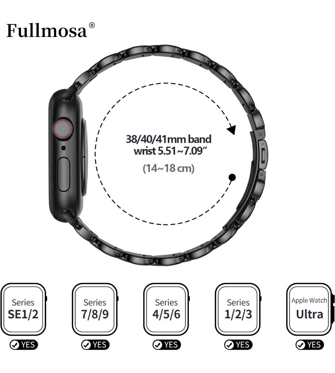 Fullmosa Metal Apple Watch Straps 38mm 40mm 41mm for Series...