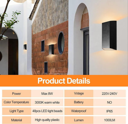 LED Outdoor Black Wall Light (IP65 Up/Down)