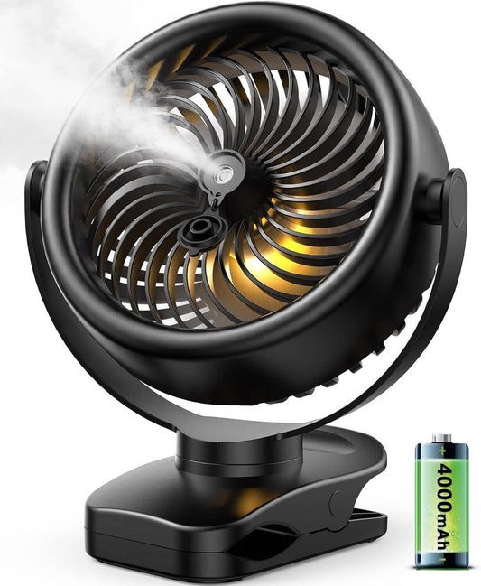 POWERbeast Clip On Fan, 4000mAh Portable Pram Fan, 7'' Fan USB