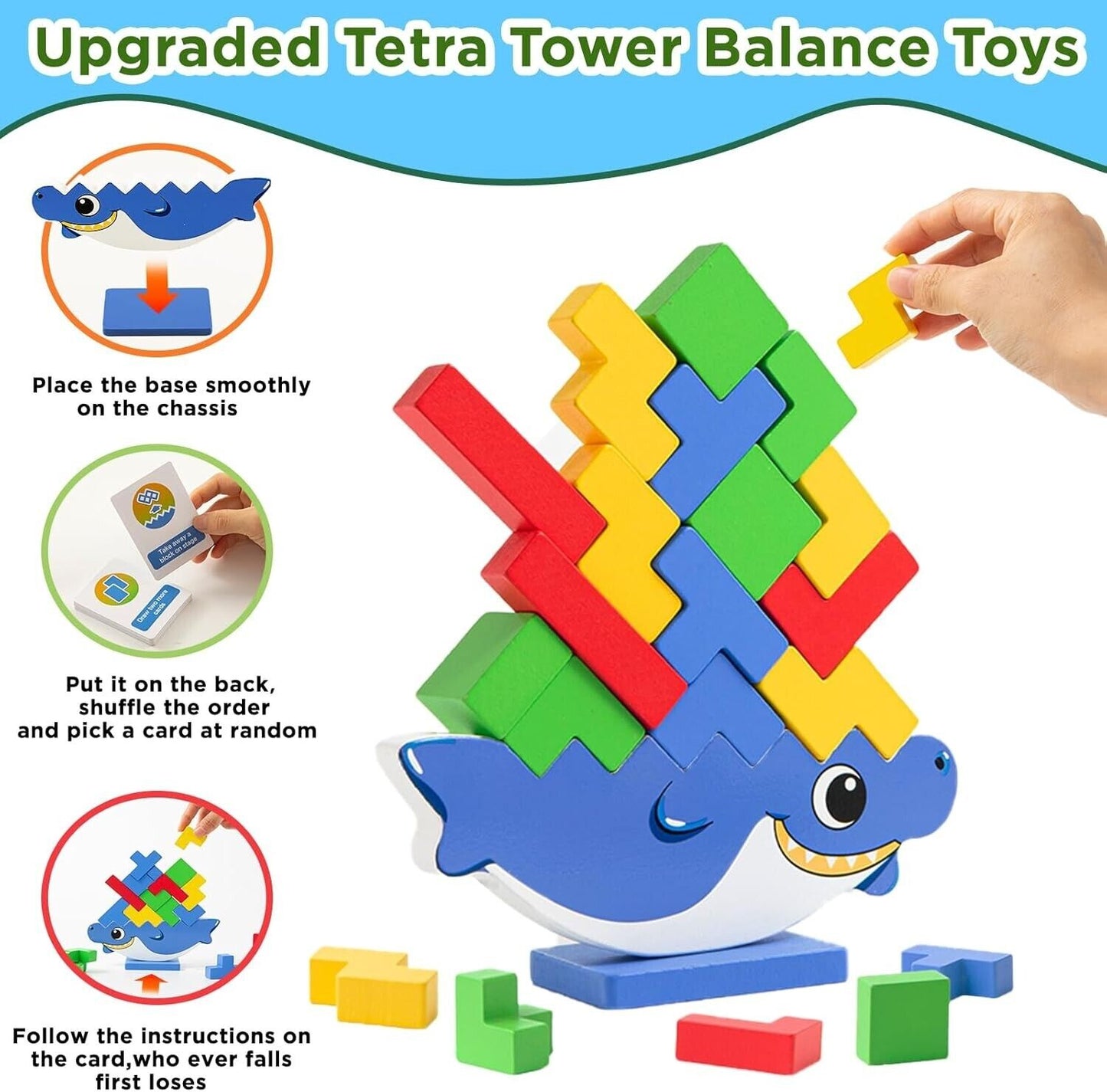 Wooden Tetra Tower Game,32 PCS Wooden Stacking Toys