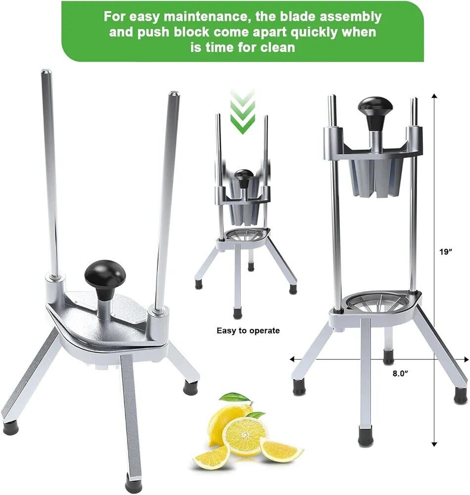 Commercial Lemon Cutter with V-Shaped 420 Stainless Steel Blades 8-Section