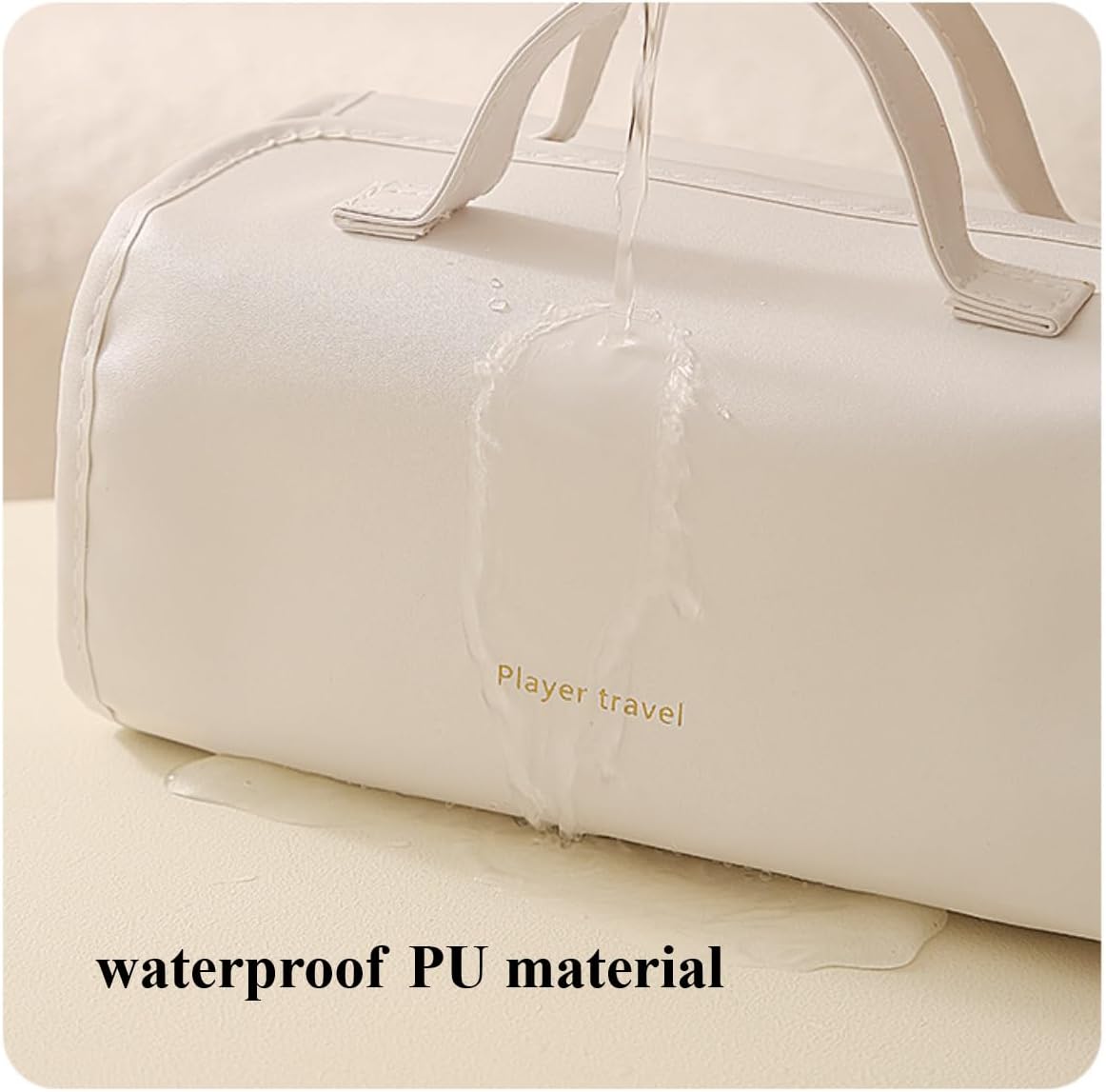 4-in-1 Cosmetic Pouch Travel Makeup Organizer Bag, Portable Toiletry Bag with Removable Pouches Cosmetic Case with Handle Waterproof PU Material (Pink)
