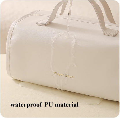 4-in-1 Cosmetic Pouch Travel Makeup Organizer Bag, Portable Toiletry Bag with Removable Pouches Cosmetic Case with Handle Waterproof PU Material (Pink)