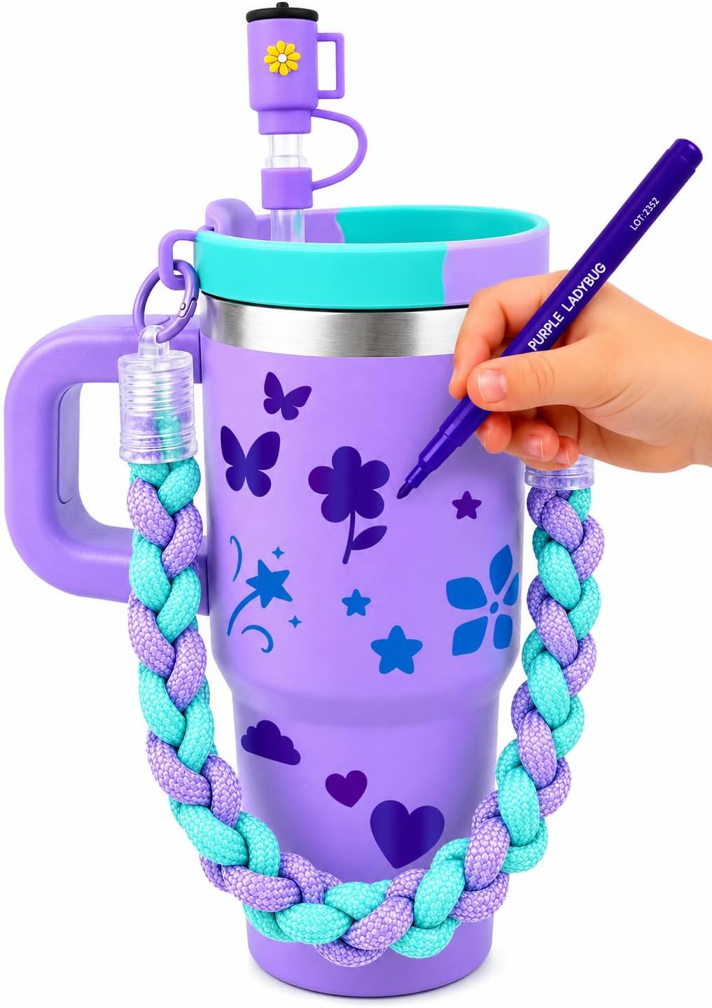 DIY Kids Tumbler with Straw and Lid - 14oz Insulated Stainless Steel Tumbler for Girls