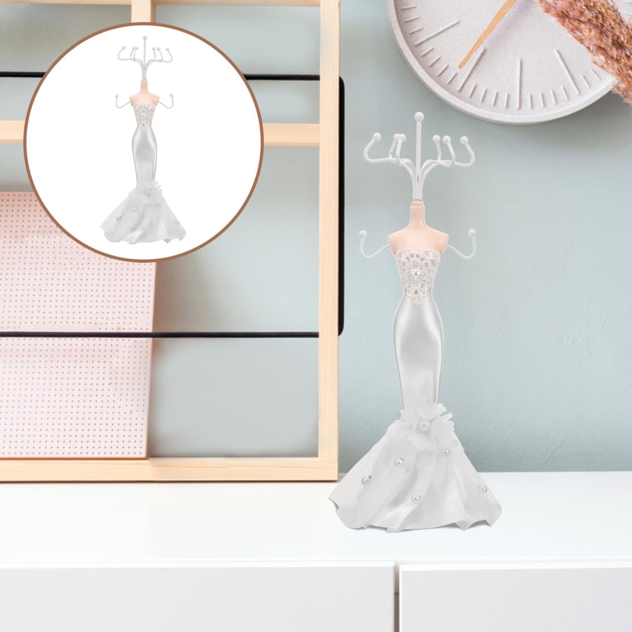 Lurrose Jewelry Display Stand for Necklaces and Earrings Elegant Cloth and Metal Organizer for Home Decor for Anniversaries Birthdays and Christmas