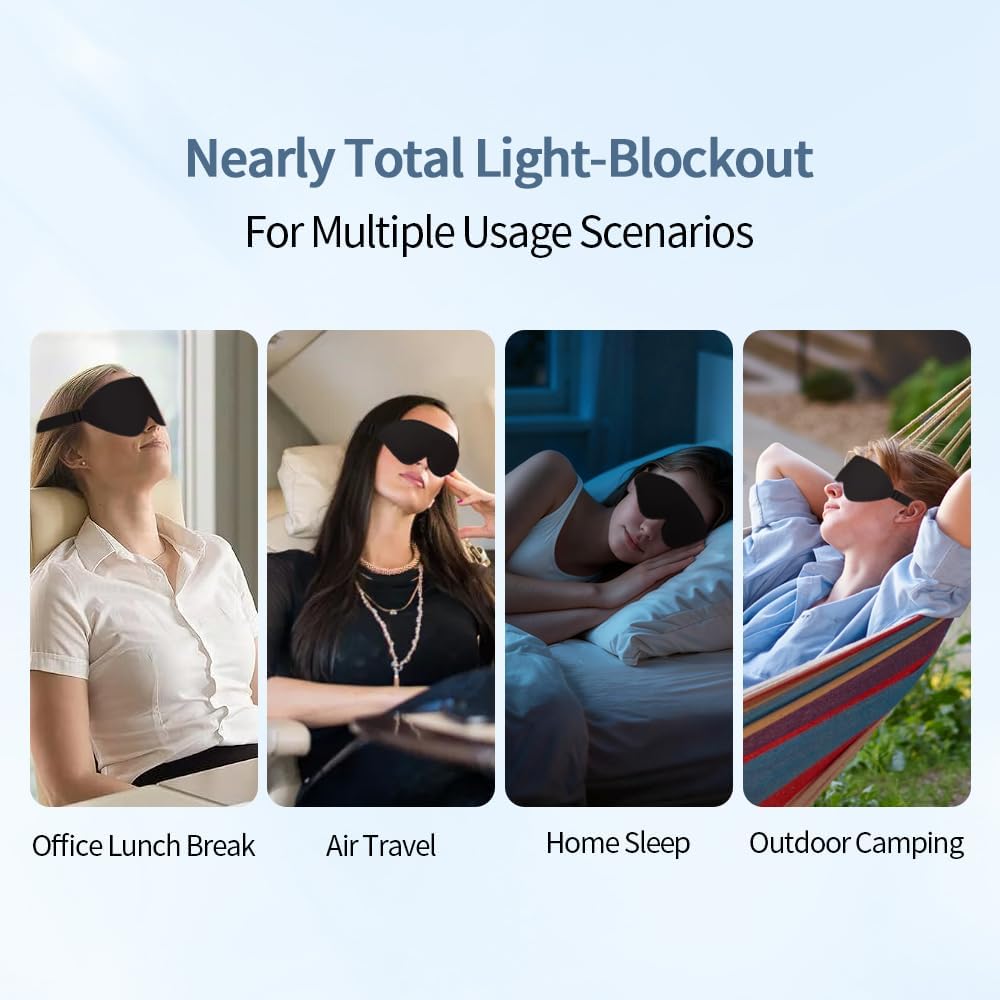 Sleep Mask for Men & Women, Upgraded 3D Contoured Profile Eye Mask (Black)