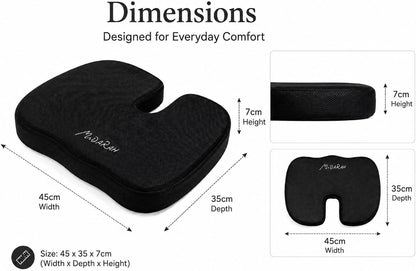 Coccyx Seat Cushion, 50D Memory Foam with 2 Washable Covers