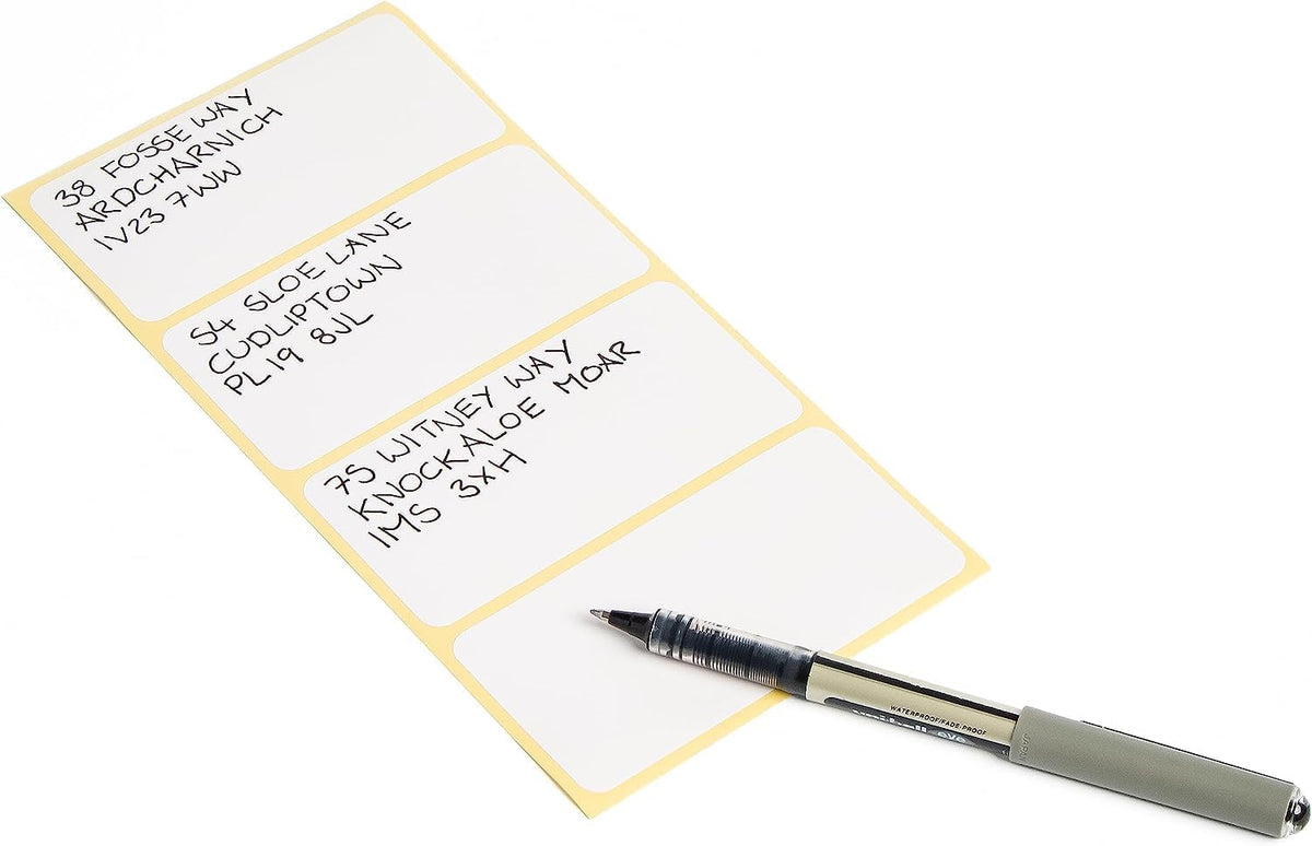 Large Self Adhesive Address Labels - 100x50mm, 100 Plain White, Blank Postal & Freezer Stickers