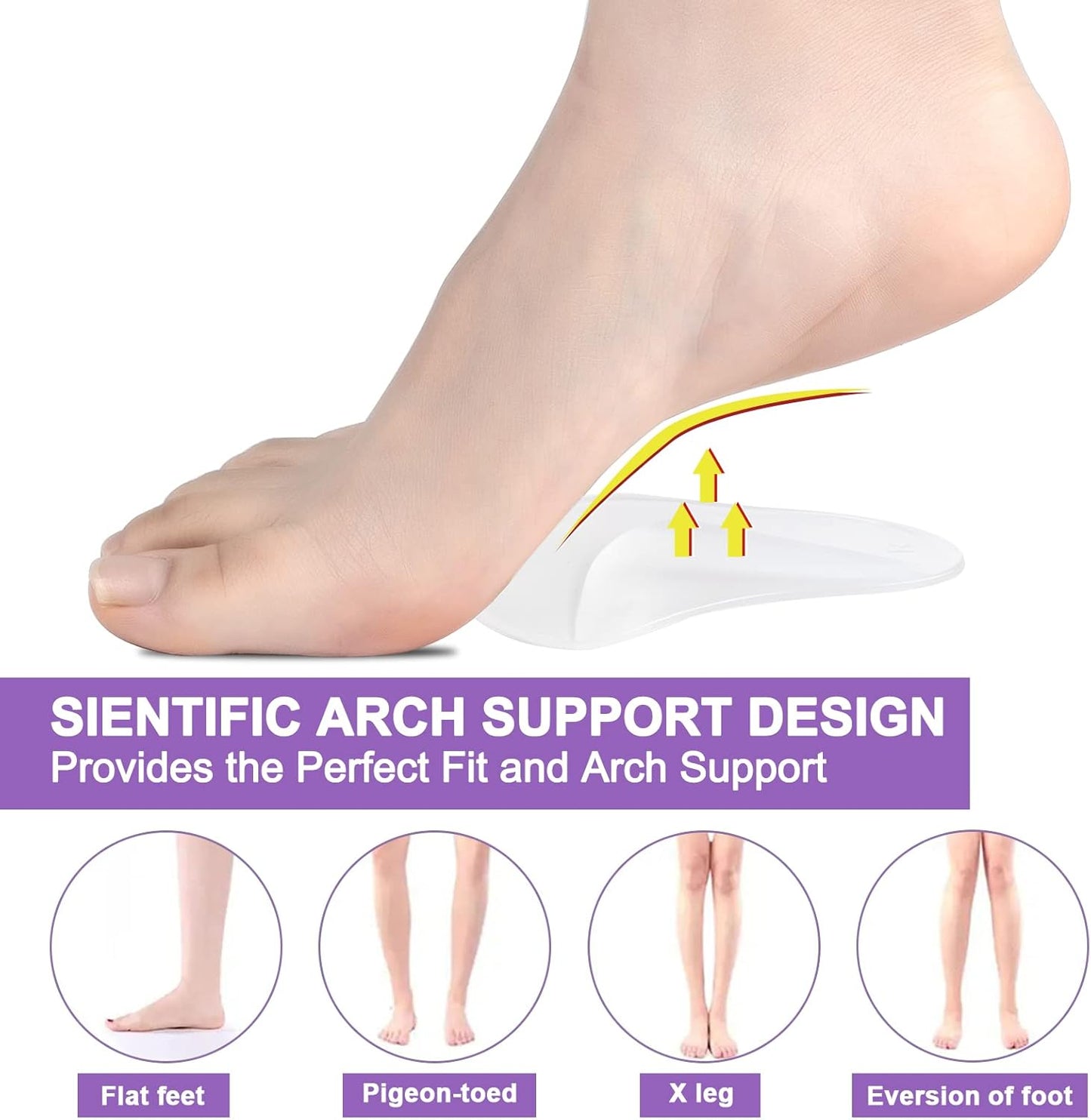 Gel Arch Support Pads Plantar Fasciitis Shoe Inserts Insole