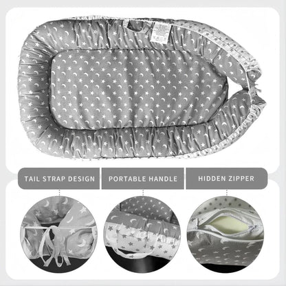 Nehctech portable baby nest pod with star pattern, handle, and hidden zipper for easy carrying