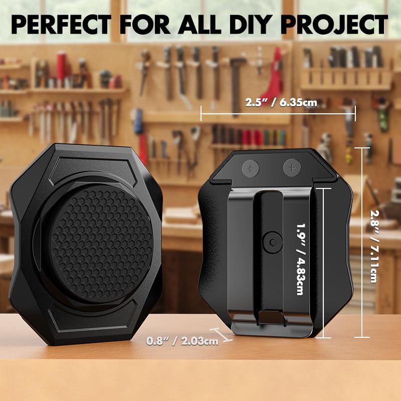 Magnetic Tool Holder – Heavy Duty Magnetic Belt Clip, Clip On Tool Belt for Hammer Screwdriver Wrench Pliers, Scratch-Resistant Rubber Coating, Fits 2 Inch Belt