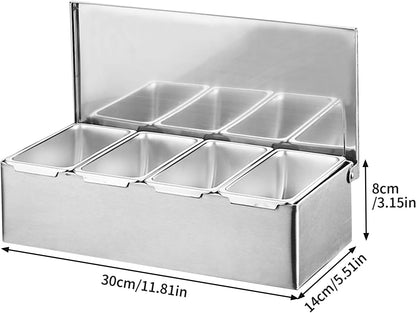 4 Compartment Stainless Steal Topping Station with Lids (30 * 14 * 8cm)