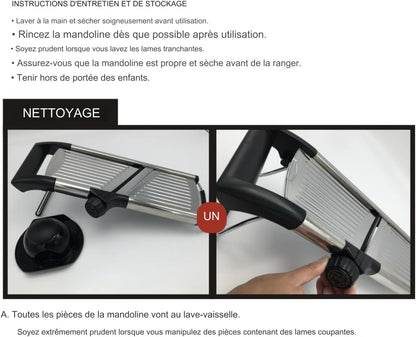 Adjustable Mandoline Vegetable Slicer by Harcas. for Slicing Cutting Food, Fruit, Vegetables, Onions and Potatoes. Mandolin Slicer Julienne Cutter (Black)