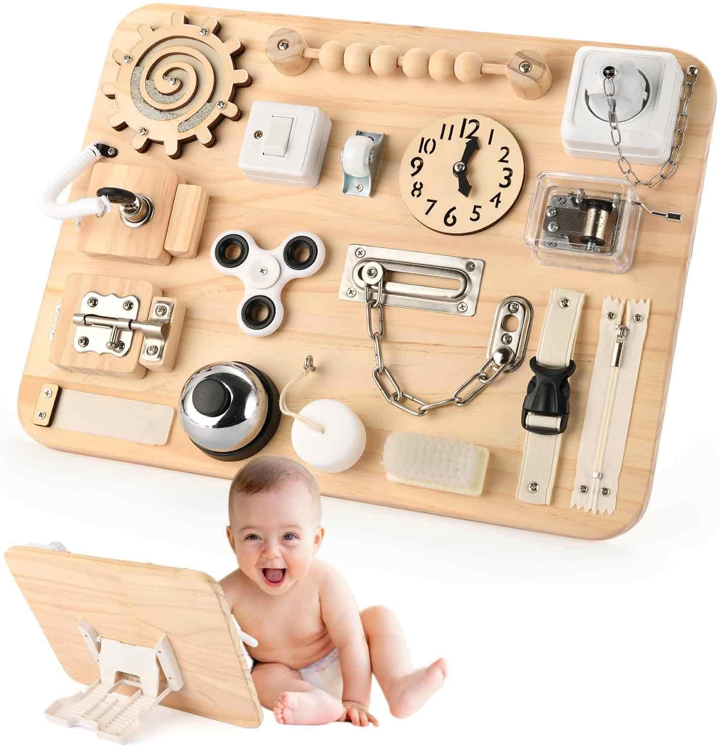 Large Busy Board for Toddlers - Montessori Wooden Sensory Toys