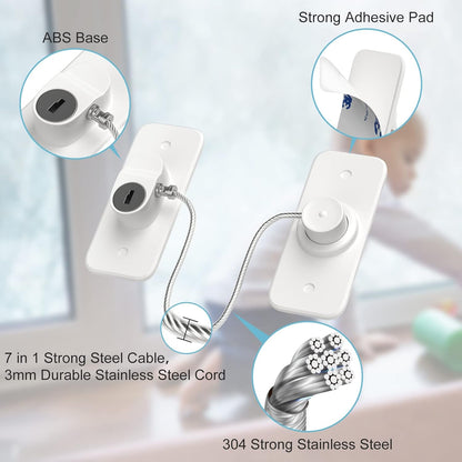 Window Safety Lock, Window Locks for UPVC, Windows Restrictors AOSITE 2Pack No Drill Children Proof Window Locks Self Adhesive, Pet Safety Child Window Safety Locks with Key – Child Security for Home