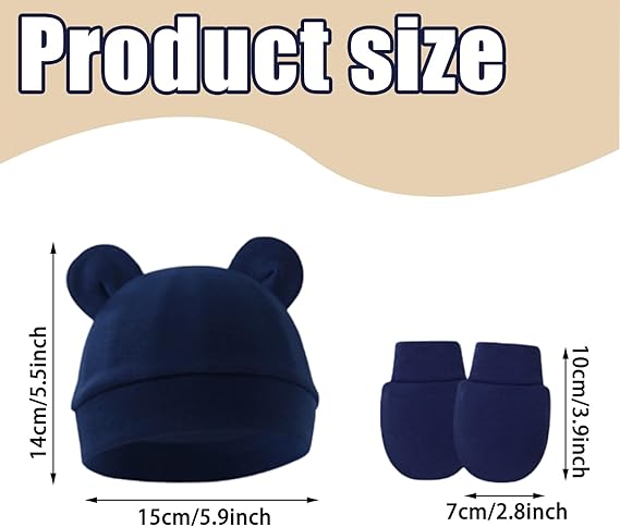 Newborn Baby Beanie Hat and Gloves (3pcs Baby Hats Caps & 3 Pairs Baby Mittens Gloves)