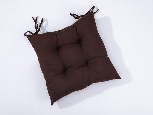 Set of 4 Chair Pads, 38x38 cm Seat Cushions (Brown)