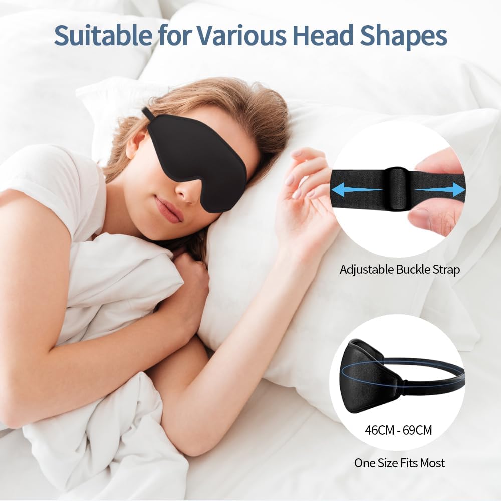 Sleep Mask for Men & Women, Upgraded 3D Contoured Profile Eye Mask (Black)